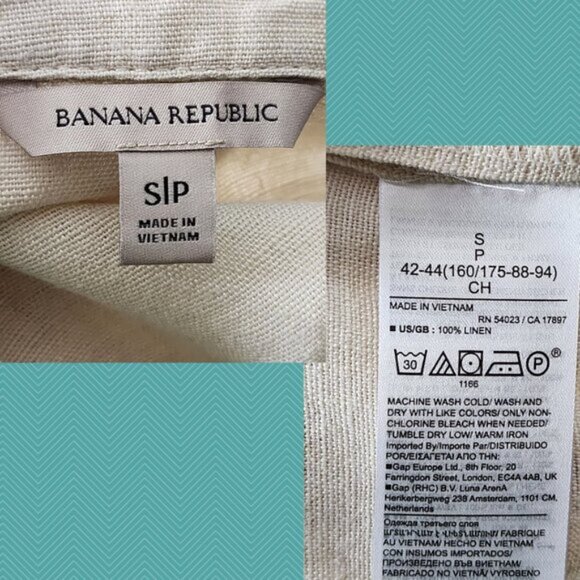 Banana Republic Oatmeal Beige 100% Linen Side Slit Maxi Shirt Dress - Picture 6 of 6